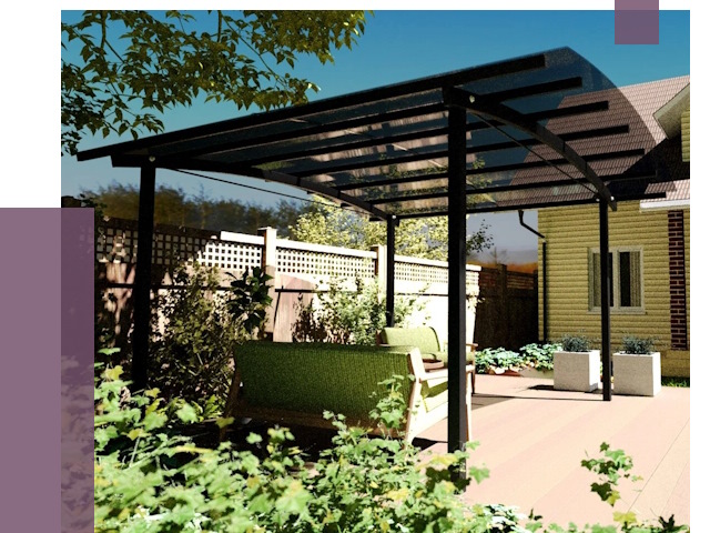 Навесы для террасы в Кимовске от 13143 руб. под ключ | ПРОЛЁТ-Кмв