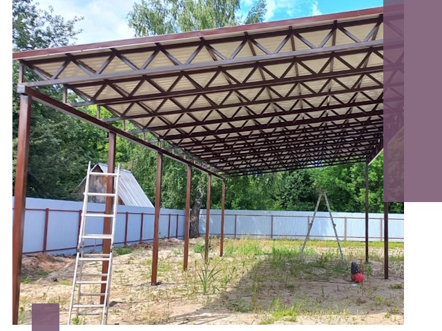 Односкатные навесы под ключ в Кимовске — изготовление и монтаж