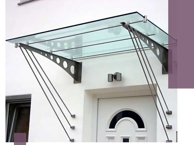 Козырьки над входом под ключ в Кимовске — изготовление и монтаж